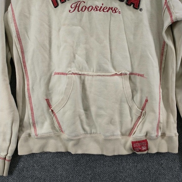 Colosseum Athletics Womens Indiana Hoosiers Pullover Hoodie Cream XL Embroidered - Picture 5 of 14